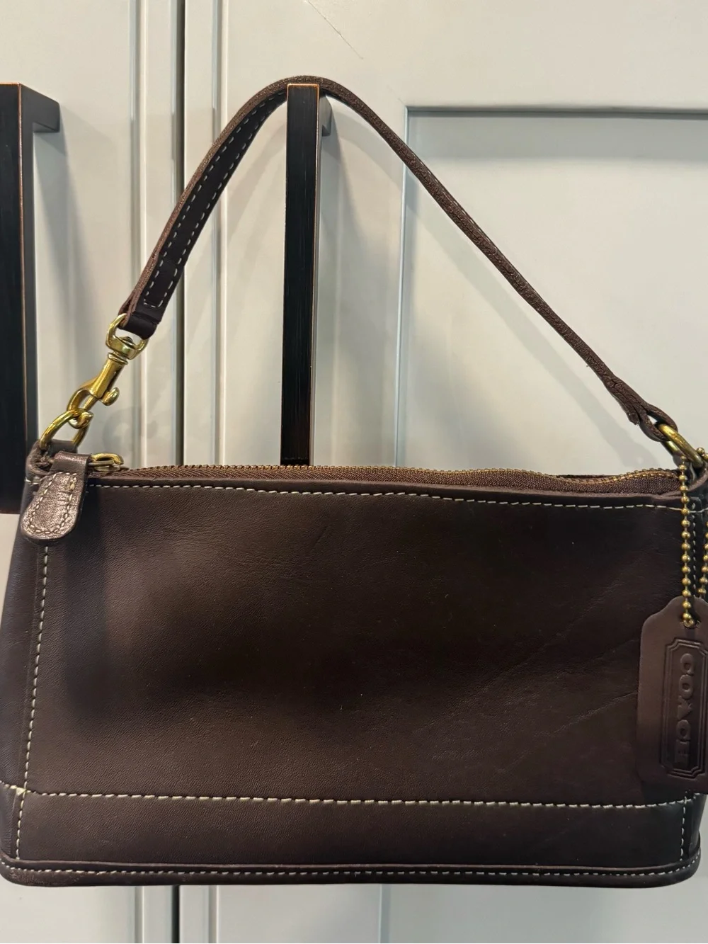Vintage Coach 9311 Chocolate Brown Leather Bleecker Demi Zip Shoulder Bag